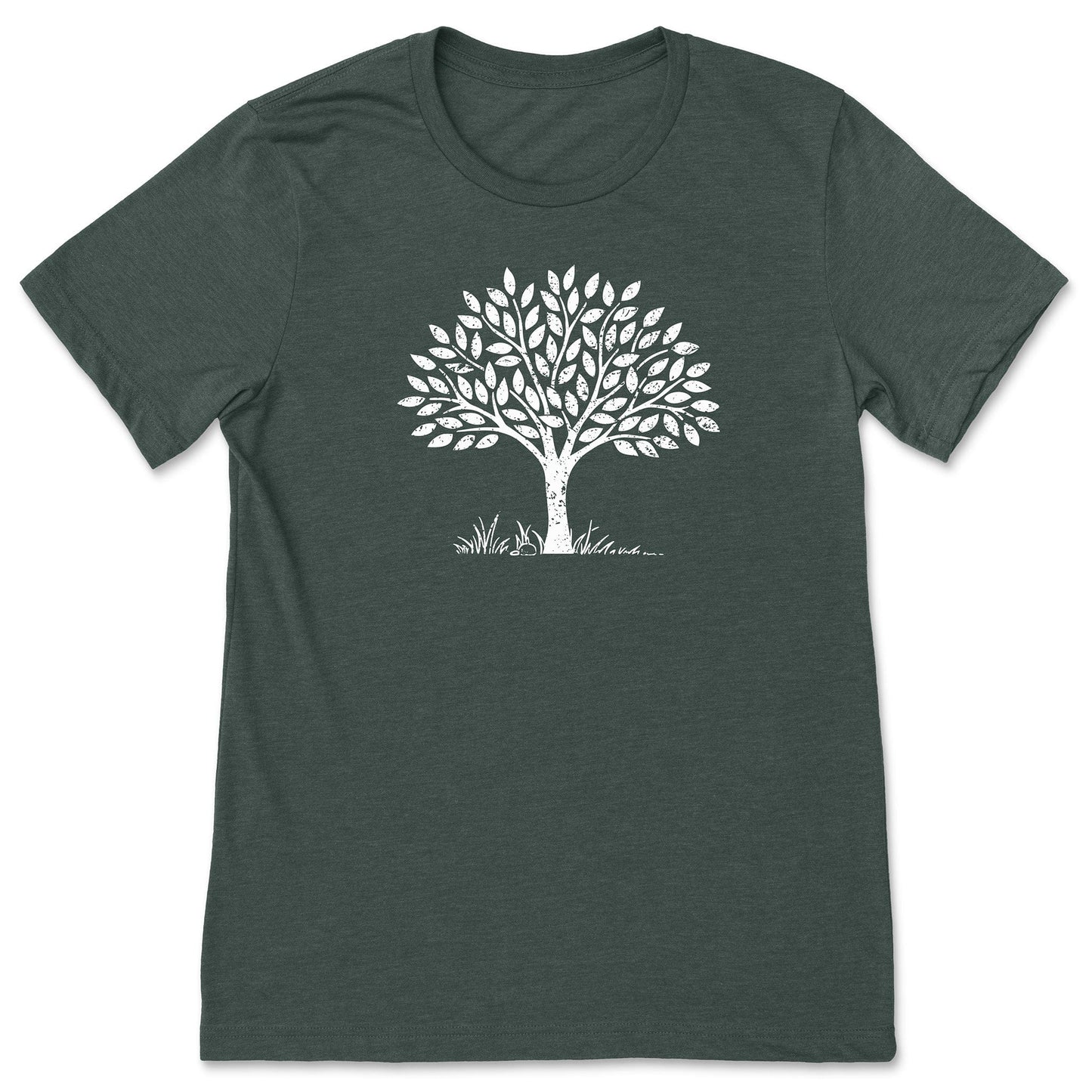 A soft and cute, forest green tree t-shirt for nature lovers.