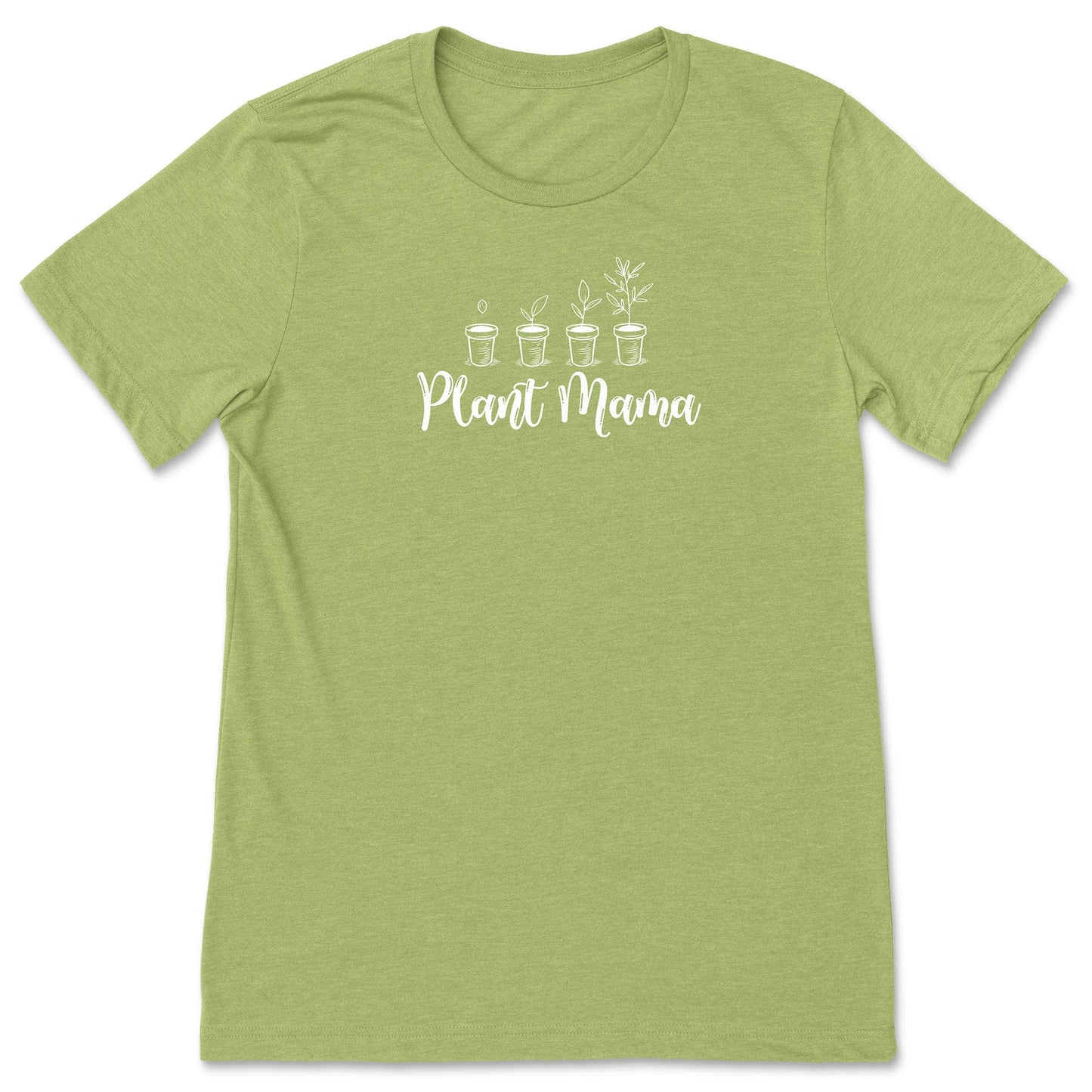 A cute, green t-shirt for gardeners and plant lovers that says, Plant Mama.