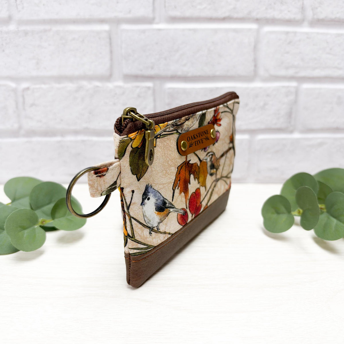 Botanical Birds Small Coin/Card Zipper Pouch