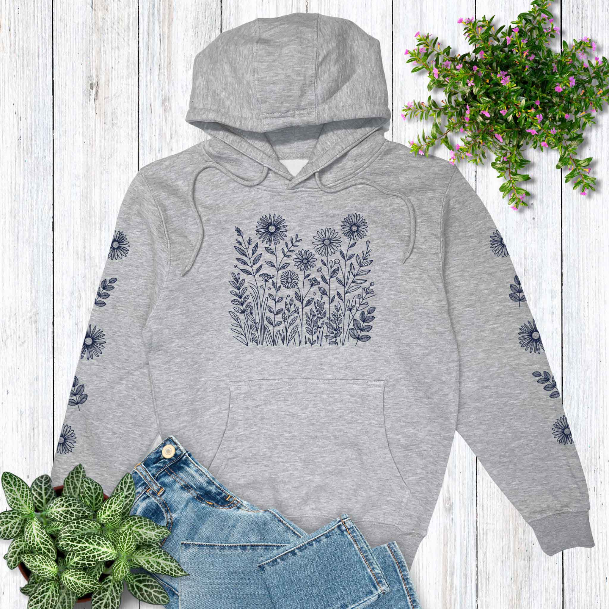 Navy Wildflowers Hoodie - Soft, Midweight | Oakstone Five