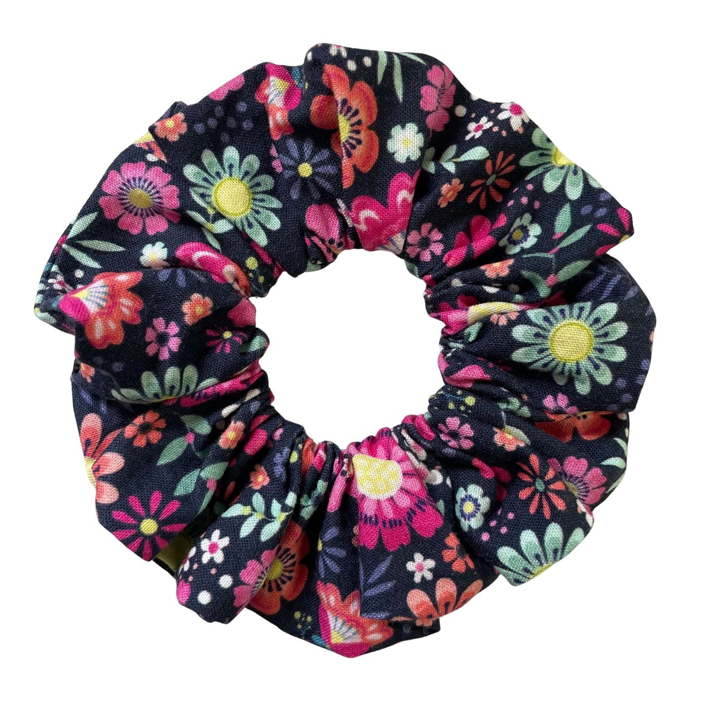 Floral patterned scrunchie on a white background