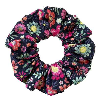 Floral patterned scrunchie on a white background