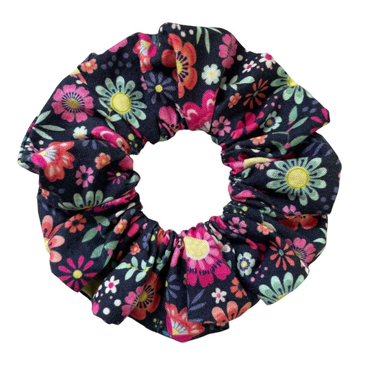 Floral patterned scrunchie on a white background