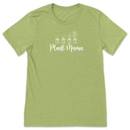 A cute, green t-shirt for gardeners and plant lovers that says, Plant Mama. 