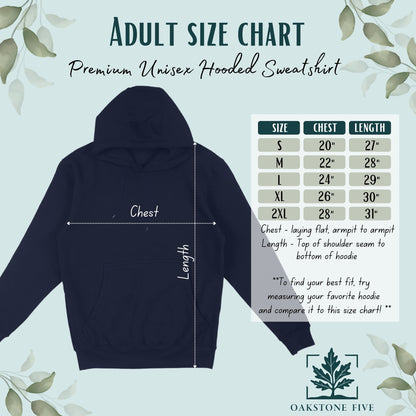 Adult size chart for hoodie