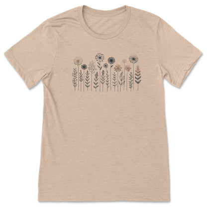 A cute and charming nordic wildflower shirt for women - great as a gift for gardeners and flower lovers!